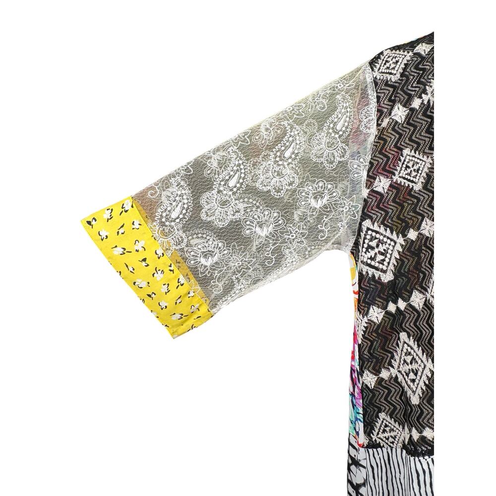 NWT John Mark Patchwork Tie Front Lace Kimono Cardigan Women's Large Boho Floral - Picture 4 of 9
